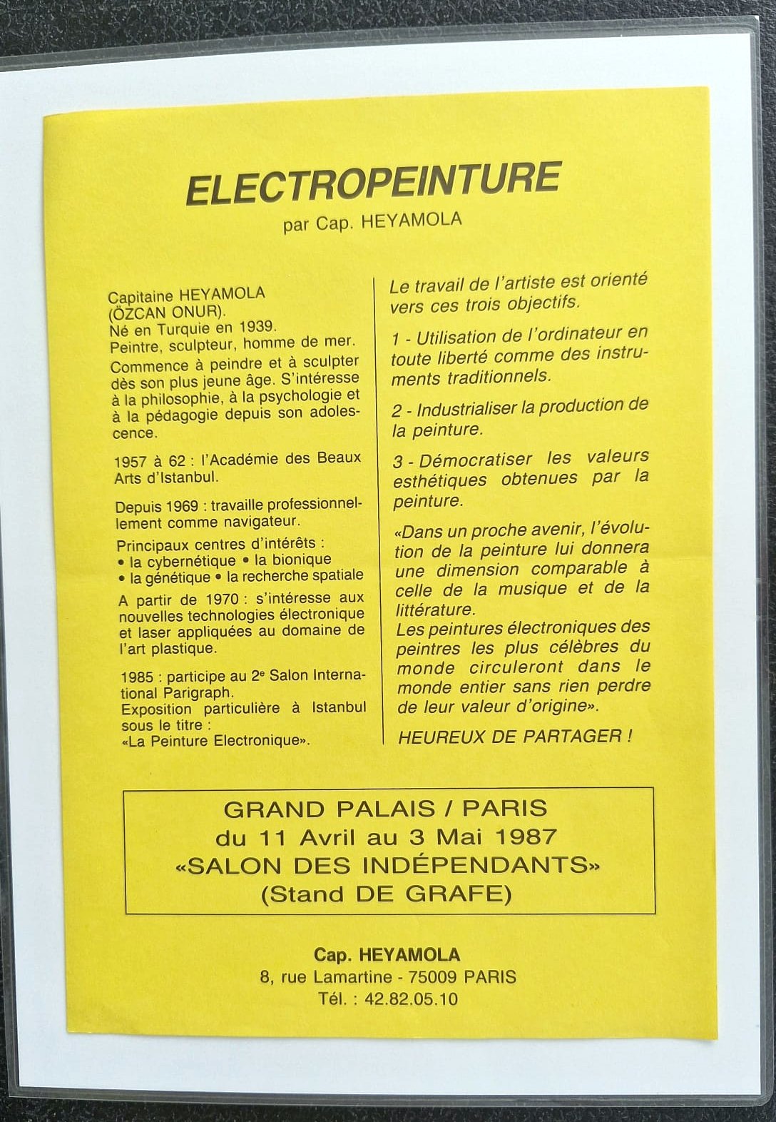 Grand Palais 1987 broşürü — sarı, Fransızca