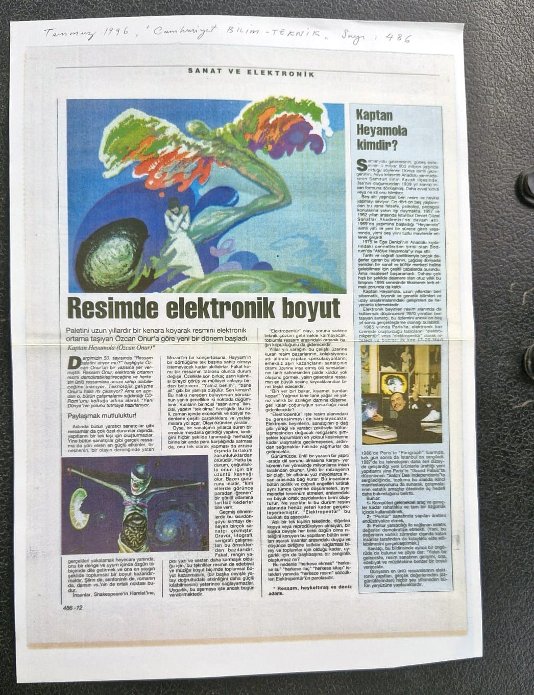 Cumhuriyet Bilim-Teknik kupürü, Temmuz 1996